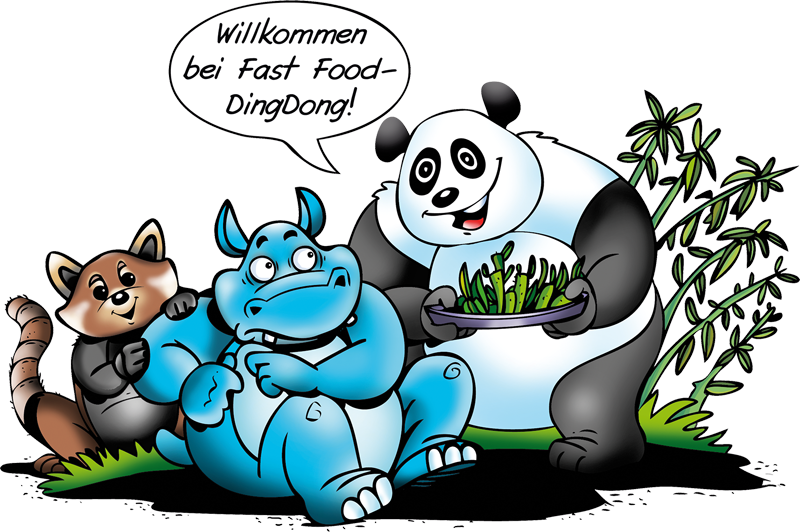 Die Pandas DingDong und KlingKlang begrüßen Bonolino