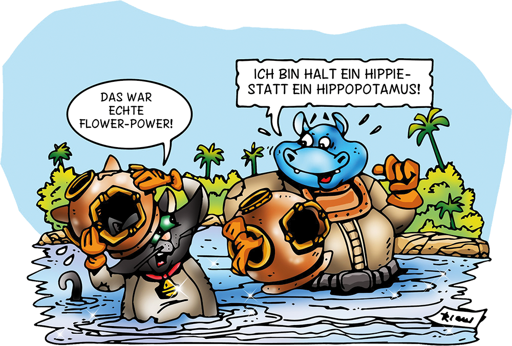 MauMau und Bonolino tauchen wieder aus dem Meer auf.